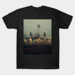 Eerie Spooky "Alone at the Train Station" Art by Cult Class T-Shirt